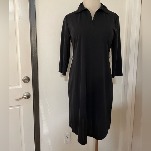 Believe Black Pique 3 buttons Bodice Midi Dress plus size 16W - Picture 3 of 7